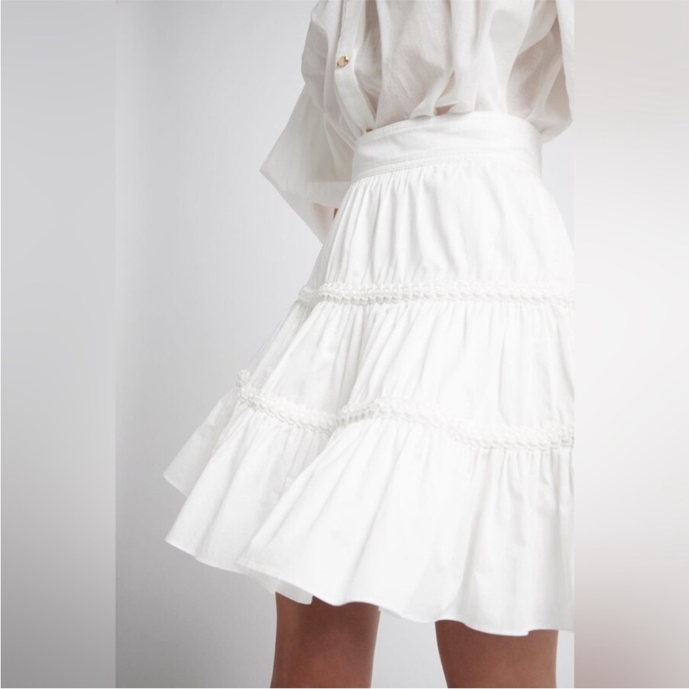 Aje White Tiered Mini Skirt